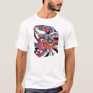 Camiseta O Dragão Azul - Design de Tatuagem Japonesa