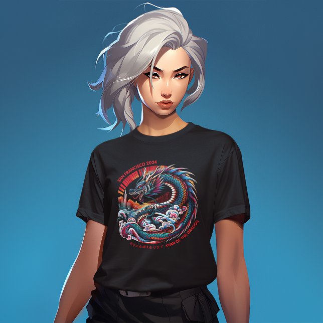 Camiseta O Dragão de Animação Skyline de São Francisco: Lun (Criador carregado)