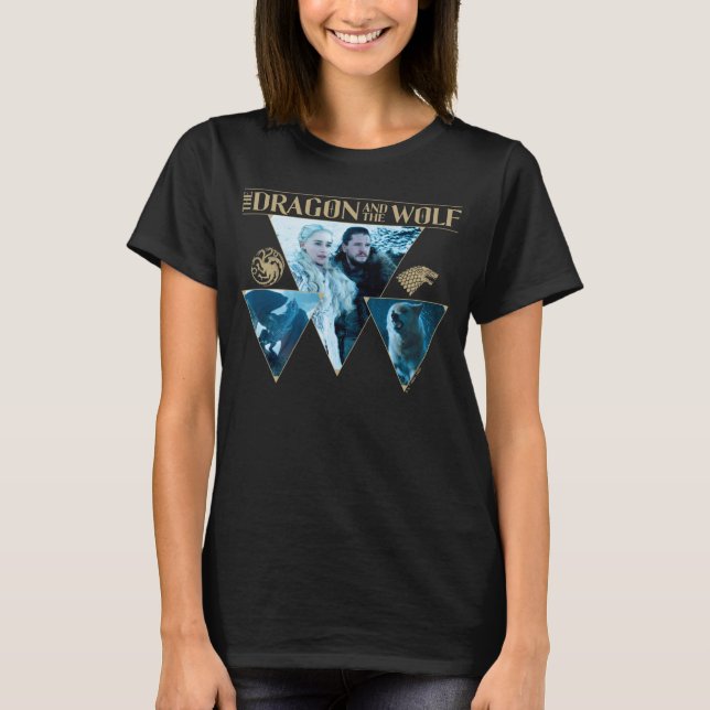 Camiseta O Dragão e o Wolf Daenerys e Jon Graphic (Frente)