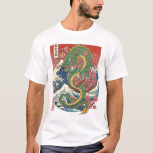 Camiseta O Dragão Excelente e a Onda Sakura