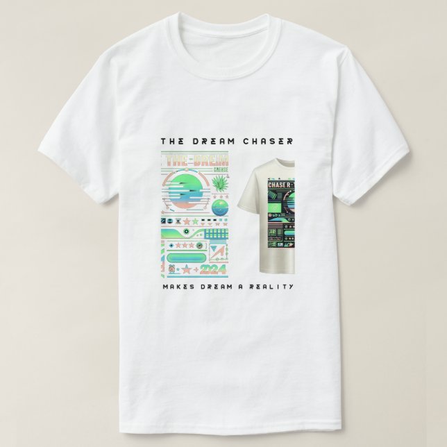 Camiseta "O Dream Chaser" Design Abstrato Vibrante (Frente do Design)