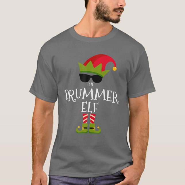 Camiseta O Drummer Elf Figurume Correspondendo Grupo Famíli (Frente)