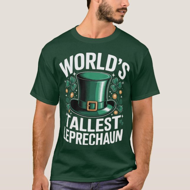 Camiseta O Duende Mais Alto do Mundo Dia de São Patrício En (Frente)