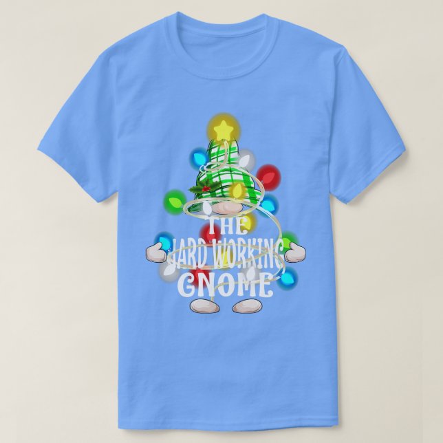 Camiseta O Duro Trabalhando Gnome Christmas Matching Family (Frente do Design)
