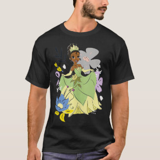 Camiseta O E O Sapo Tiana Cute Floral Retrato