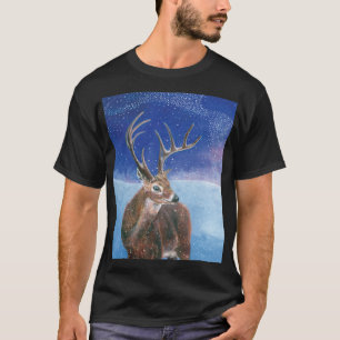 Camiseta O elafo vermelho do cervo e a paisagem de inverno
