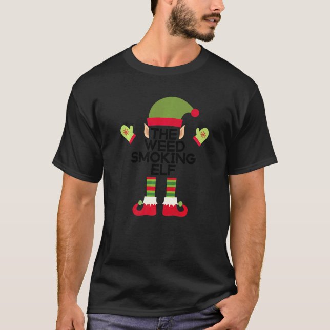 Camiseta O Elfo Fumante De Erva Comestível A Festa De Natal (Frente)
