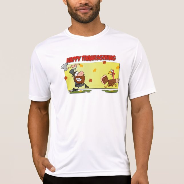 Camiseta O engraçado de Ação de Graças de SlipperyJoe deixa (Frente)