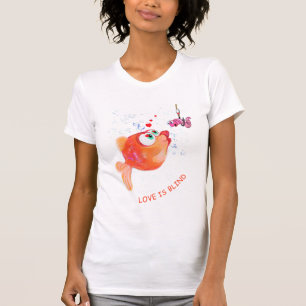 Camiseta O Engraçado Peixe e o Worm Love é Cego - Adicion