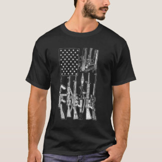 Camiseta O Entusiasta de Armas de Bandeira Americana Oferec