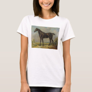 Camiseta O Equitação-Cavalo preto do polícia de Golding,