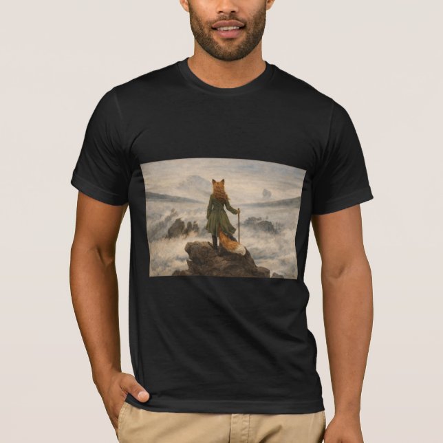 Camiseta O errante peludo acima de um mar de névoa (Frente)
