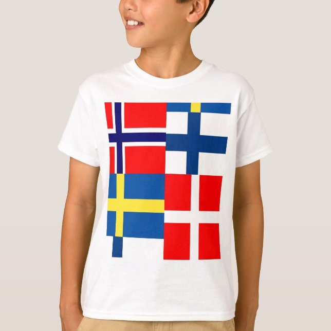 Camiseta O escandinavo embandeira o quarteto (Frente)