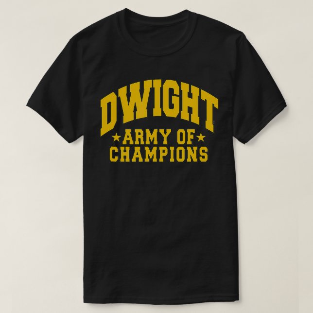 Camiseta O Escritório do Exército Dwight dos Campeões (Frente do Design)