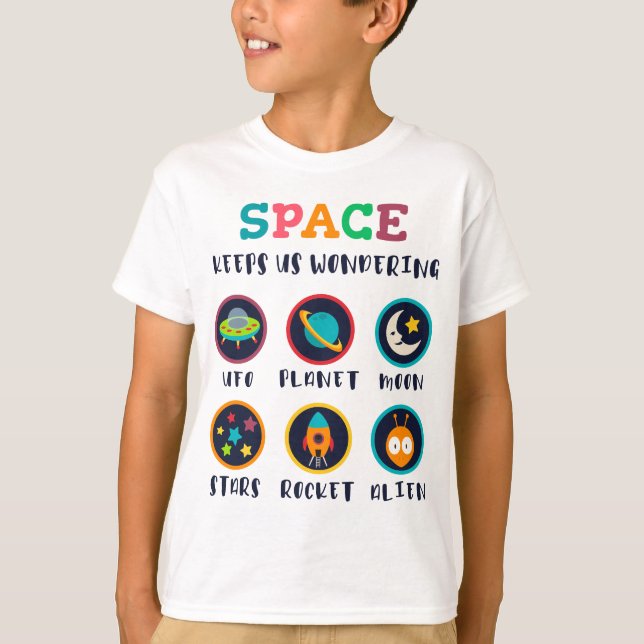 Camiseta O espaço nos deixa curiosos (Frente)