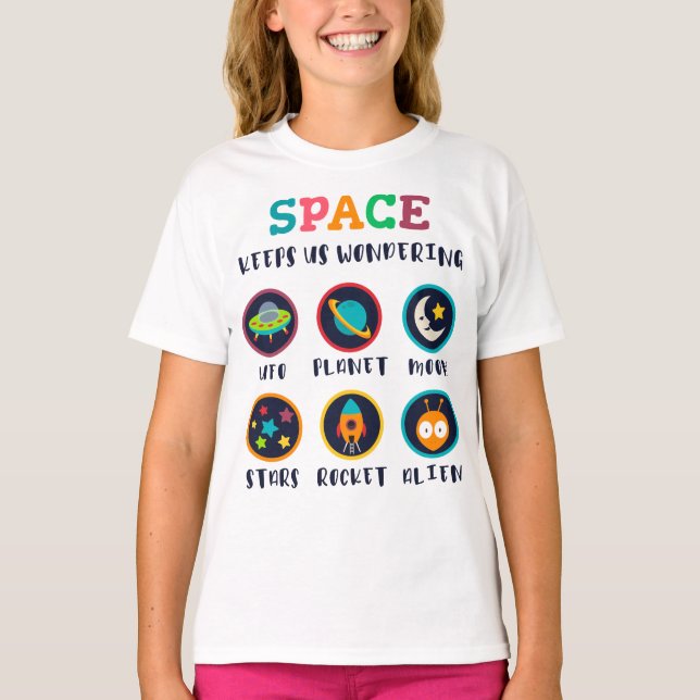 Camiseta O espaço nos deixa curiosos (Frente)