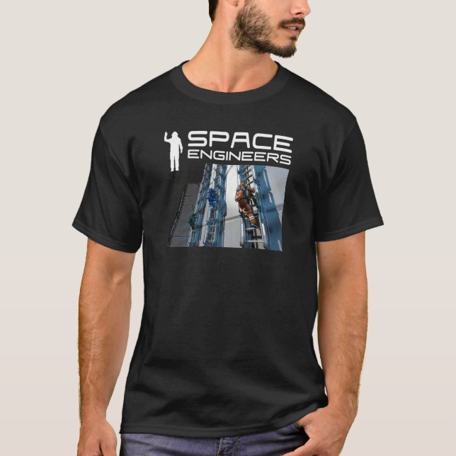 Camiseta O espaço projeta o t-shirt dos homens - escadas (Frente)