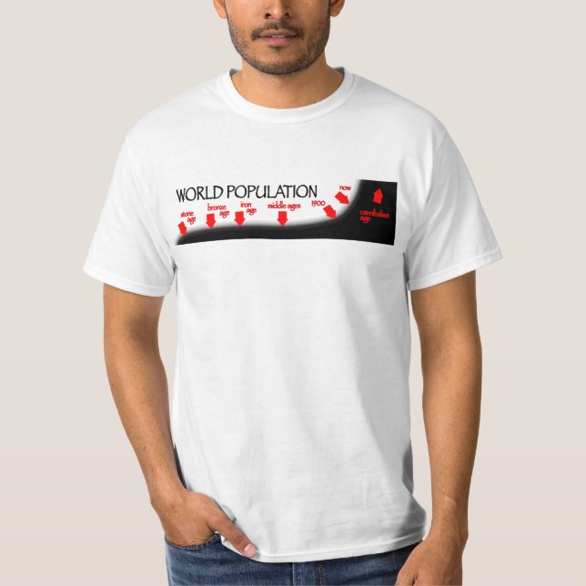 Camiseta O espaço temporal da população de mundo (Frente)