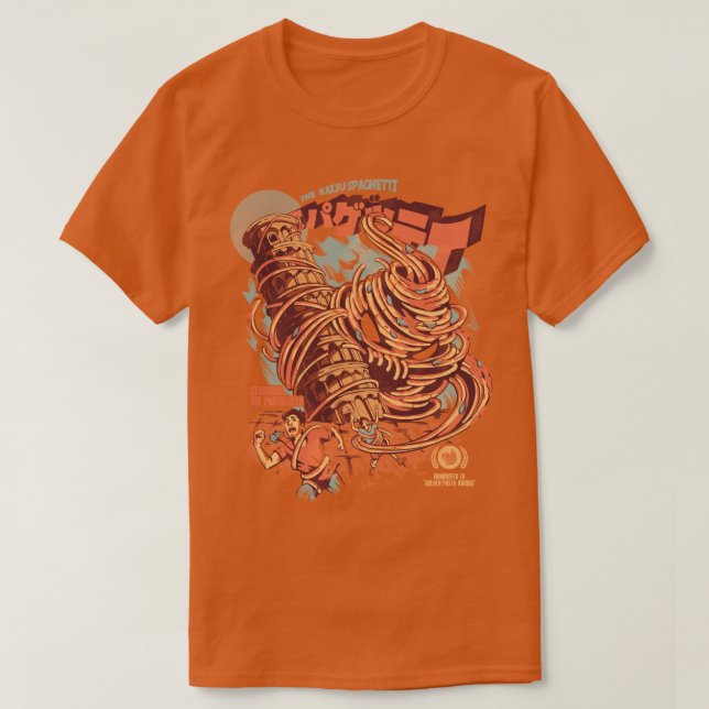 Camiseta O espaguete Kaiju (Frente do Design)
