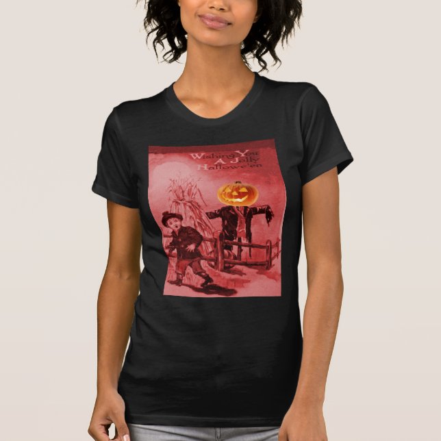 Camiseta O Espantalho (Cartão Vintage Halloween) (Frente)