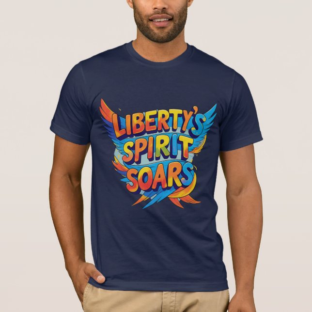 Camiseta O Espírito da Liberdade - Texto, Liberdade Vibrant (Frente)