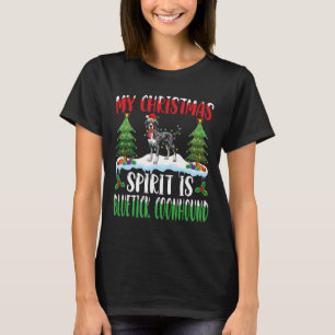 Camiseta O Espírito De Natal É Bluetick Coonhound Vestindo 