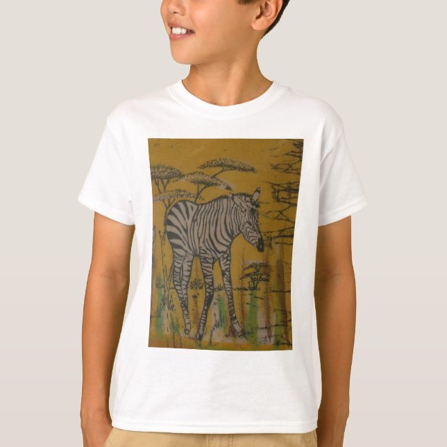 Camiseta O Espírito Serengeti: Zebra Grazing na Mara (Frente)