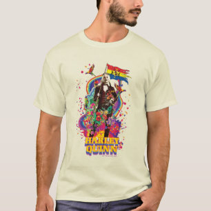 Camiseta O Esquadrão Suicida   Harley Quinn Flowers & Rainb