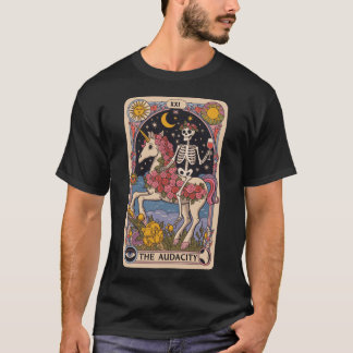 Camiseta O Esqueleto da Audácia na garota do Design Unicorn