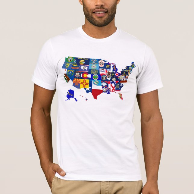 Camiseta O estado americano do mapa embandeira o mosaico (Frente)