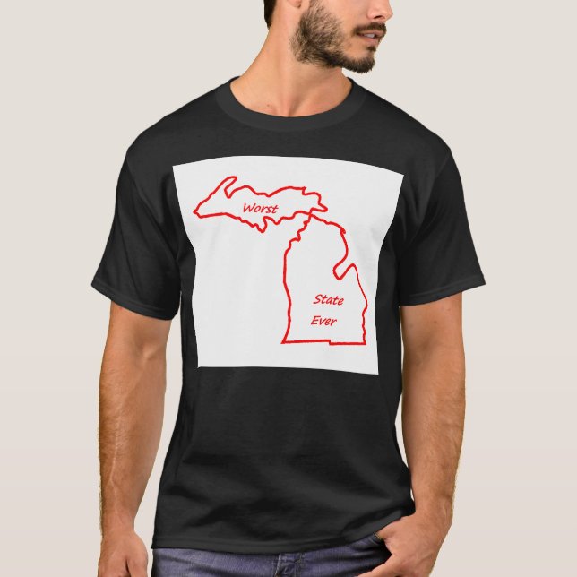 Camiseta O estado o mais mau de Michigan sempre vermelho (Frente)