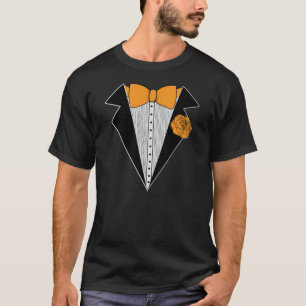 Camiseta O estilo preto do smoking com Bowtie alaranjado &