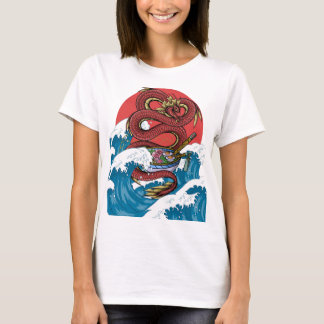 Camiseta O Excelente kanagawa ondas Red Dragon Japonês Rame