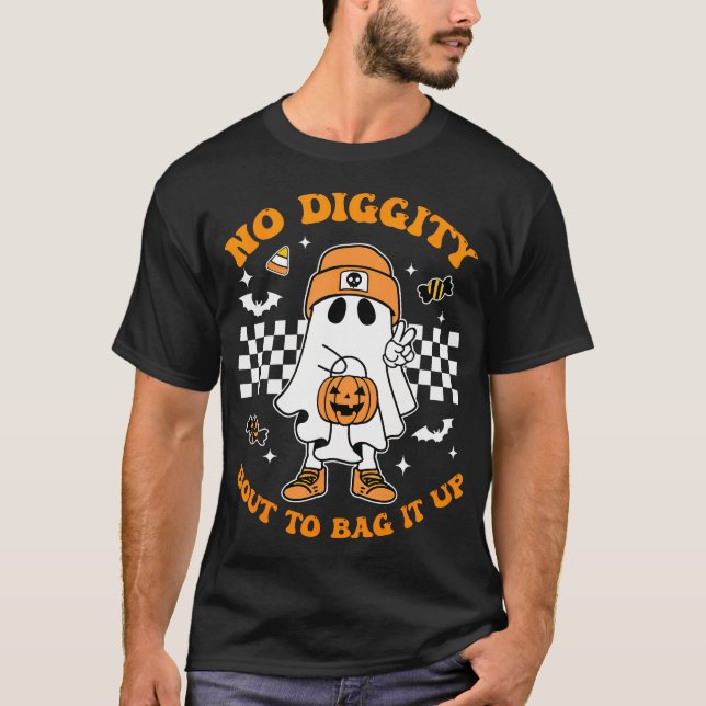 Camiseta O Fantasma Do Halloween Não Tem Diggência De Ir Am (Frente)