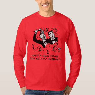 Camiseta O "feliz ano novo alegre retro de mim e de meu