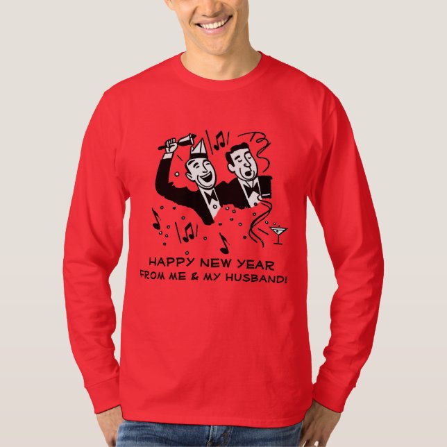 Camiseta O "feliz ano novo alegre retro de mim e de meu (Frente)