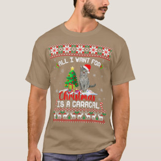Camiseta O Feliz Chapéu Que Quero Para O Natal É Um Caracal