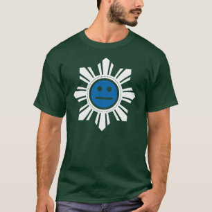 Camiseta O filipino Sun enfrenta - azul e branco
