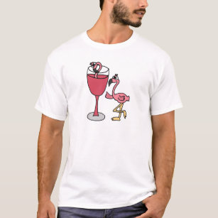 Camiseta O flamingo cor-de-rosa cora dentro vidro de vinho