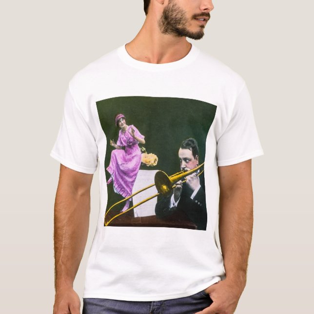 Camiseta O Flapper do trombone dos jogos do homem dança na (Frente)