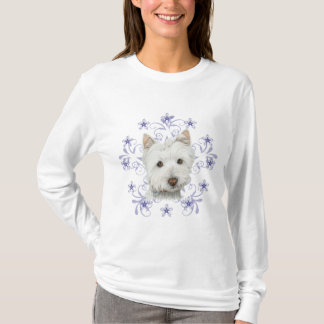 Camiseta O floco bonito da arte e da neve do cão de Westie