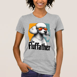 Camiseta O Fluffather Poodle Vintage Cão Engraçado Máfia Ve