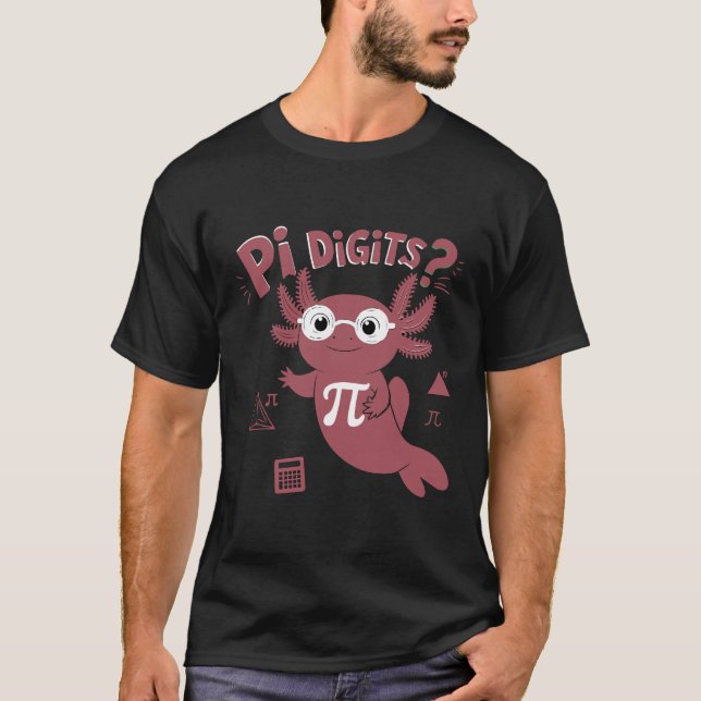 Camiseta O fofo axolotl amava a matemática, o Funny Pi Day (Frente)