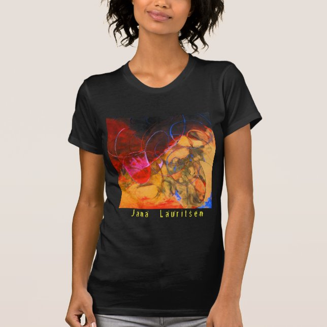 Camiseta O fogo no T das mulheres do por do sol (Frente)