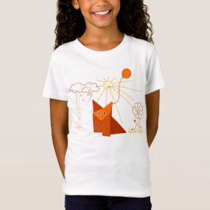 Camiseta O Fox bonito de Origami é luz feliz