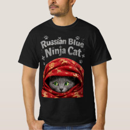 Camiseta O Furtivo e Empolado: Gato Ninja Azul Russo