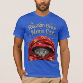 Camiseta O Furtivo e Empolado: Gato Ninja Azul Russo