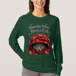 Camiseta O Furtivo e Empolado: Gato Ninja Azul Russo