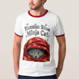 Camiseta O Furtivo e Empolado: Gato Ninja Azul Russo