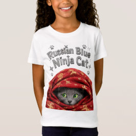 Camiseta O Furtivo e Empolado: Gato Ninja Azul Russo